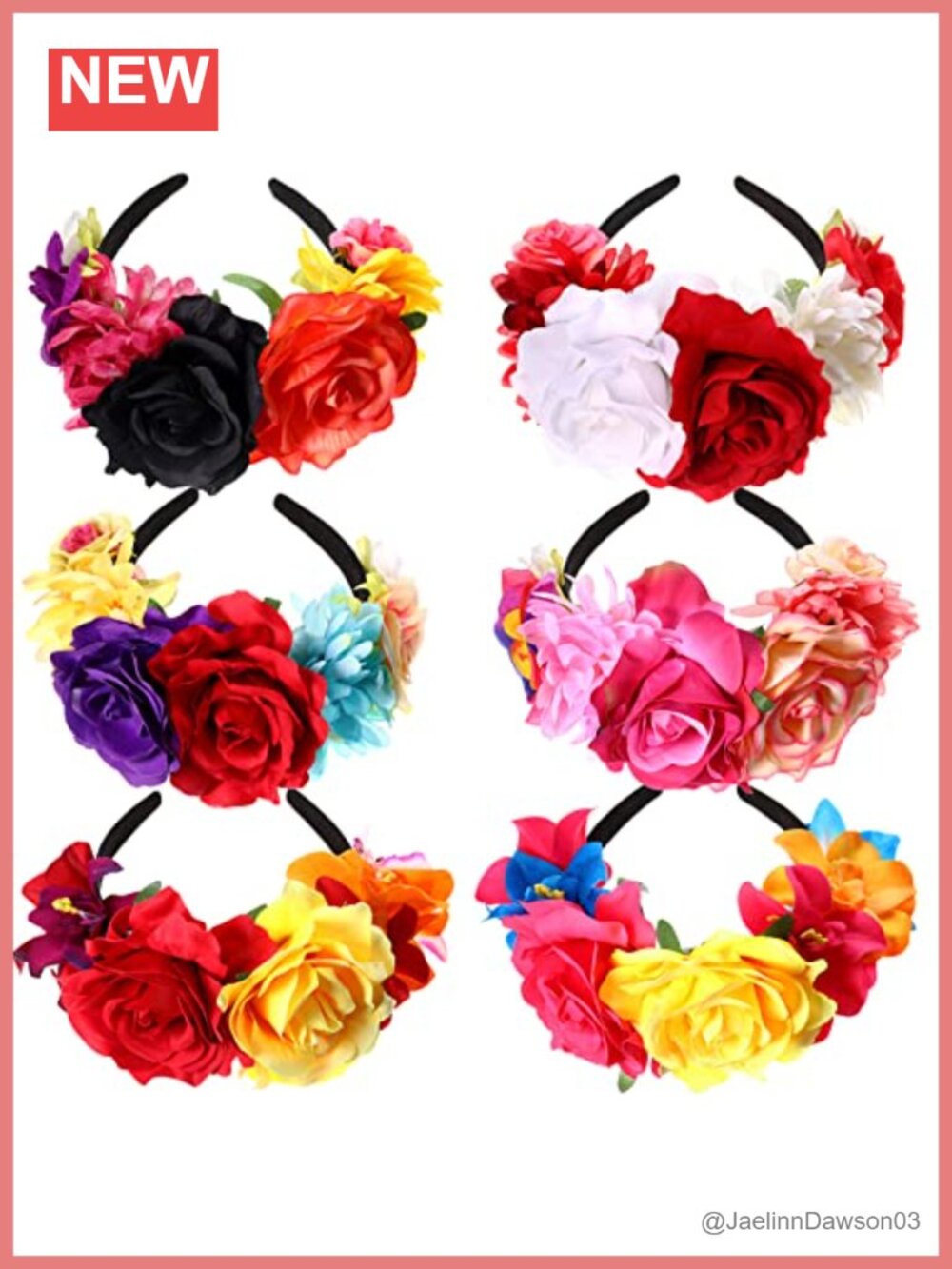 6 Pc Floral Crown Headbands Polyester Costume Hair Accessories